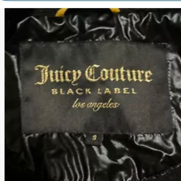 Juicy Couture Black Label Black Hooded Puffer Jacket “ The Future Is Juicy” Preo - Picture 5 of 6